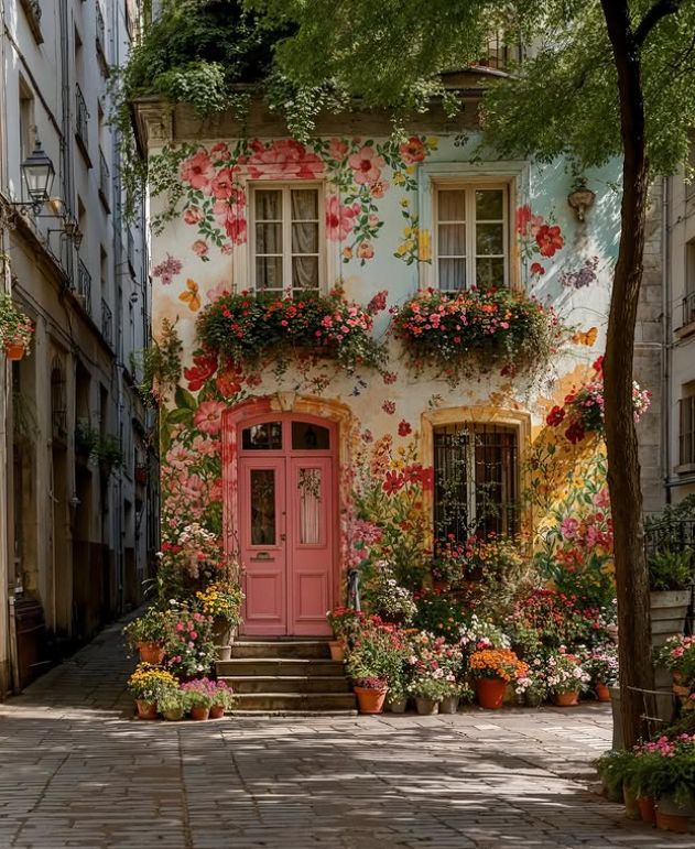 Необычные домики в городе: фасады, утопающие в цветах