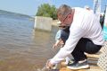 Сегодня вместе с сыном запустили мальков в реку Волгу