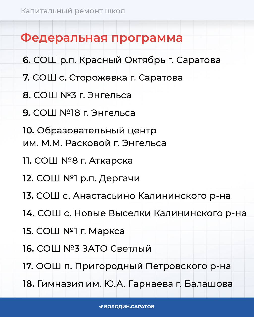 Володин: 21 школа в Саратовской области будет капитально отремонтирована в 2026 году Володин: 21 школа в Саратовской области будет капитально отремонтирована в 2026 году