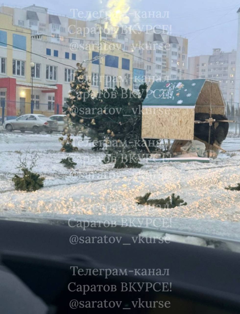 В Саратове из-за сильного ветра рухнула главная новогодняя елка В Саратове из-за сильного ветра рухнула главная новогодняя елка