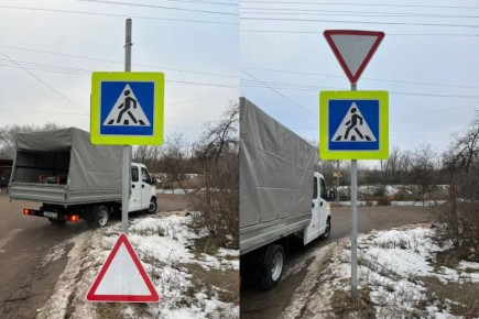 Продолжаем работы по приведению знаков дорожного движения в нормативное состояние