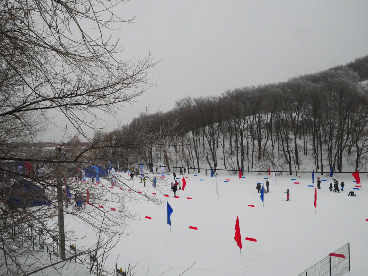 Зимний город в белом