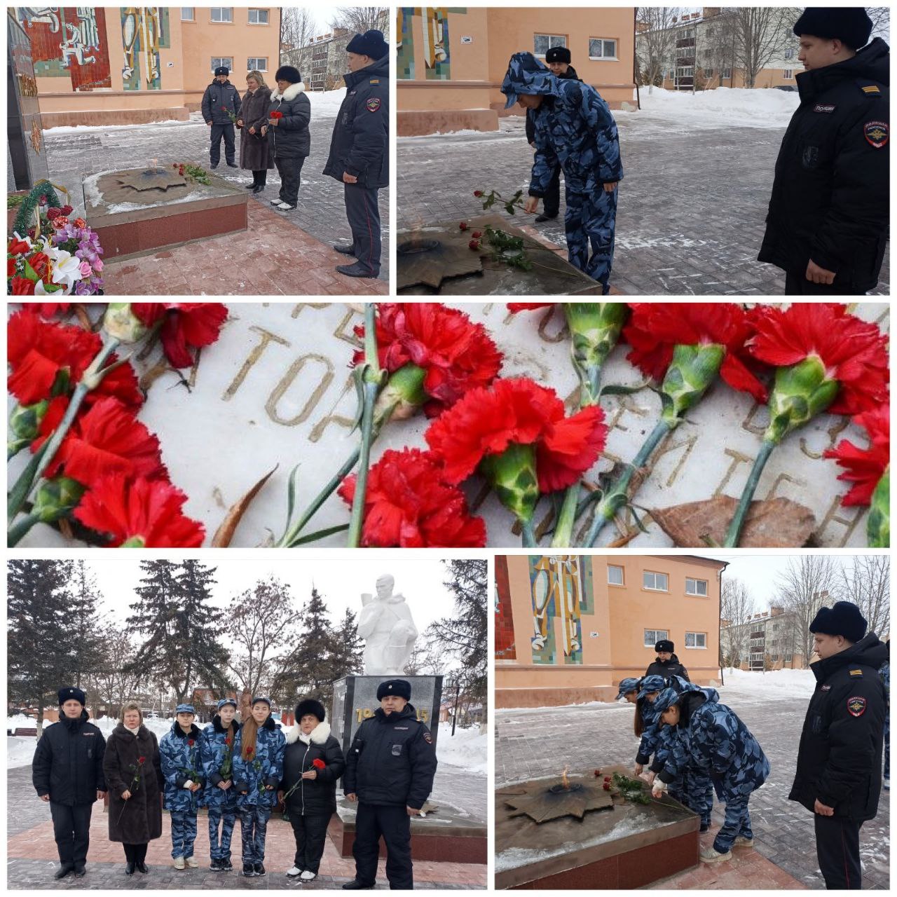 В Марксе полицейские, общественники и юные друзья полиции присоединились к акции #ЦветыуОбелиска