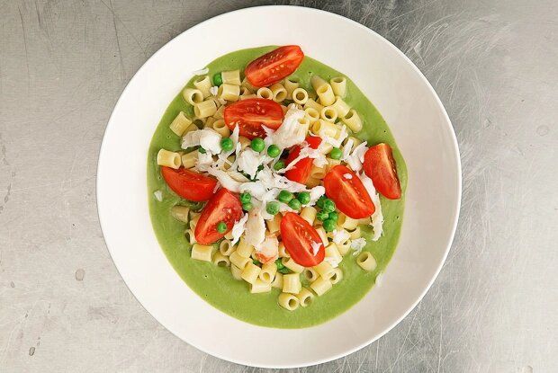 Невероятная паста Диталини с изысканным соусом из зеленого горошка