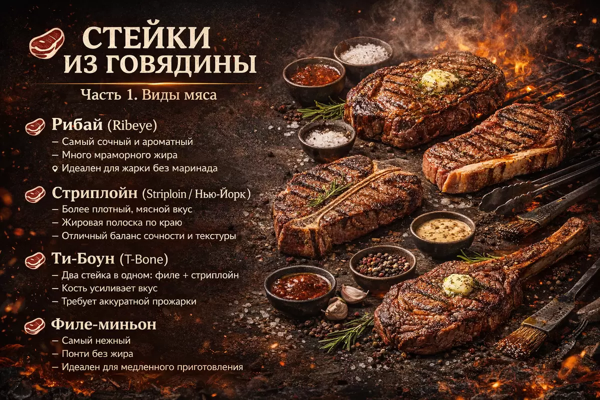 Погружение в мир стейков: прожарка, виды и идеальные соусы