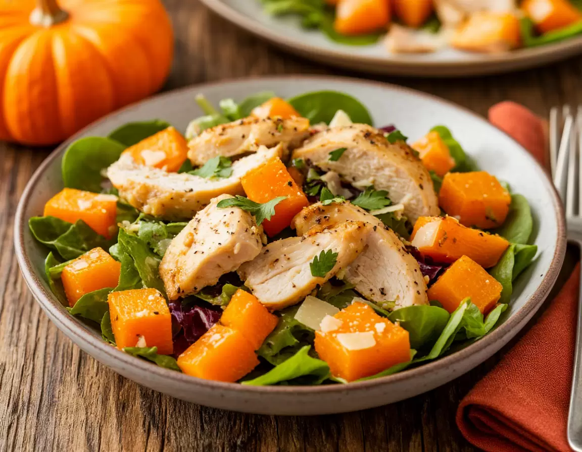 Забудьте о скучных салатах: попробуйте запеченную тыкву с курицей и сыром!