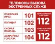 Памятка населению: телефоны экстренного реагирования