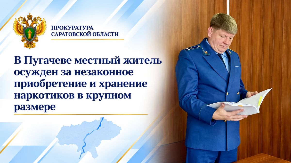 В Пугачеве местный житель осужден за незаконное приобретение и хранение наркотиков в крупном размере