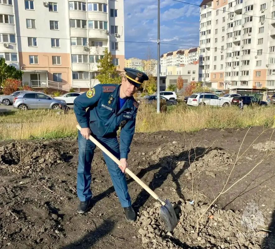 Сотрудники МЧС России присоединились к акции по высадке деревьев Сотрудники МЧС России присоединились к акции по высадке деревьев