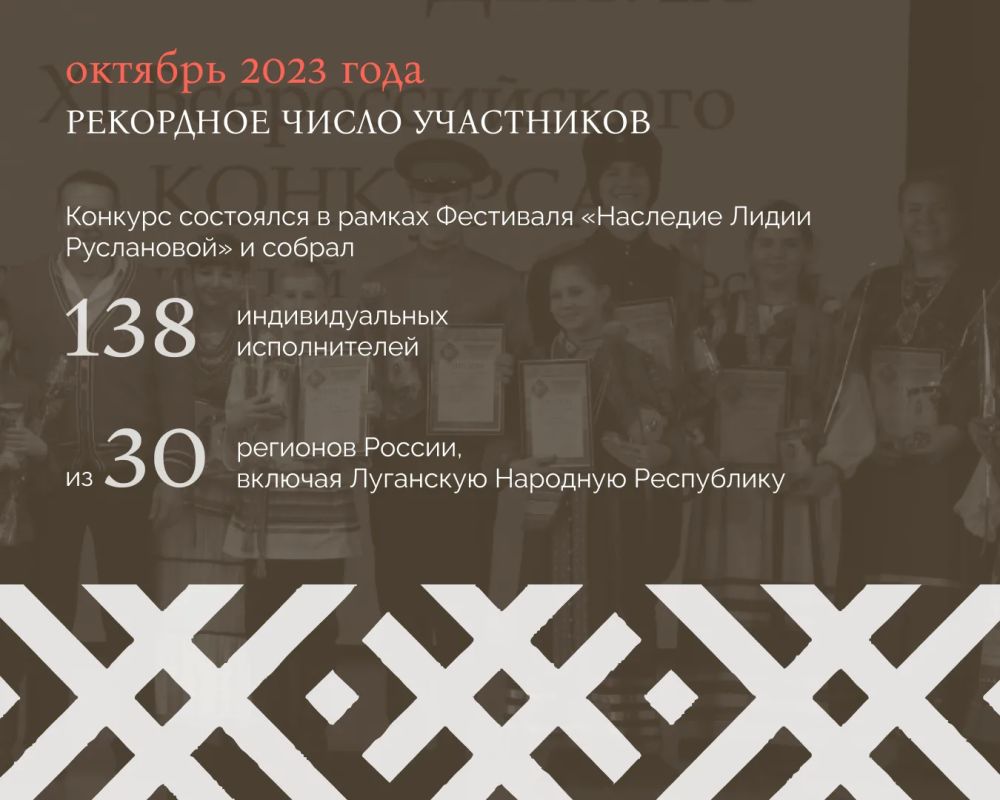 XII Всероссийский конкурс имени Л. А. Руслановой пройдет в конце октября XII Всероссийский конкурс имени Л. А. Руслановой пройдет в конце октября