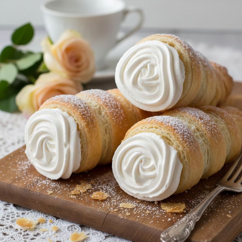 Слоеные трубочки с белковым заварным кремом