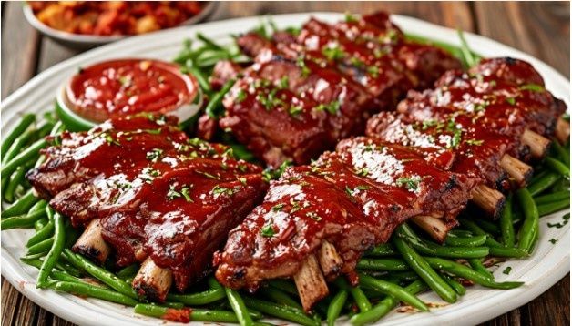 Свиные ребрышки на гриле с универсальным острым соусом